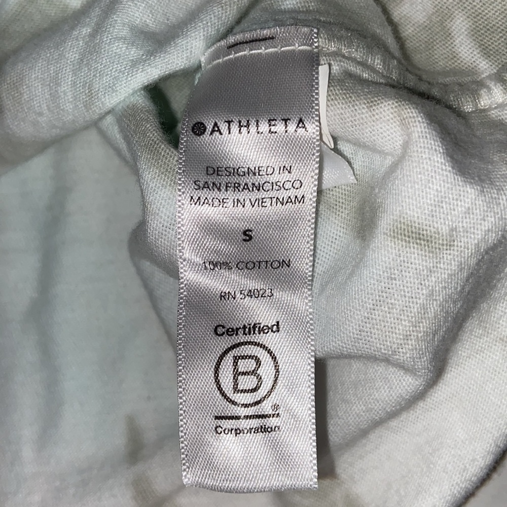 Athleta White Gray Blue Light Tie-Dye 100% Cotton Short Sleeve T-Shirt 4808 - Picture 7 of 10